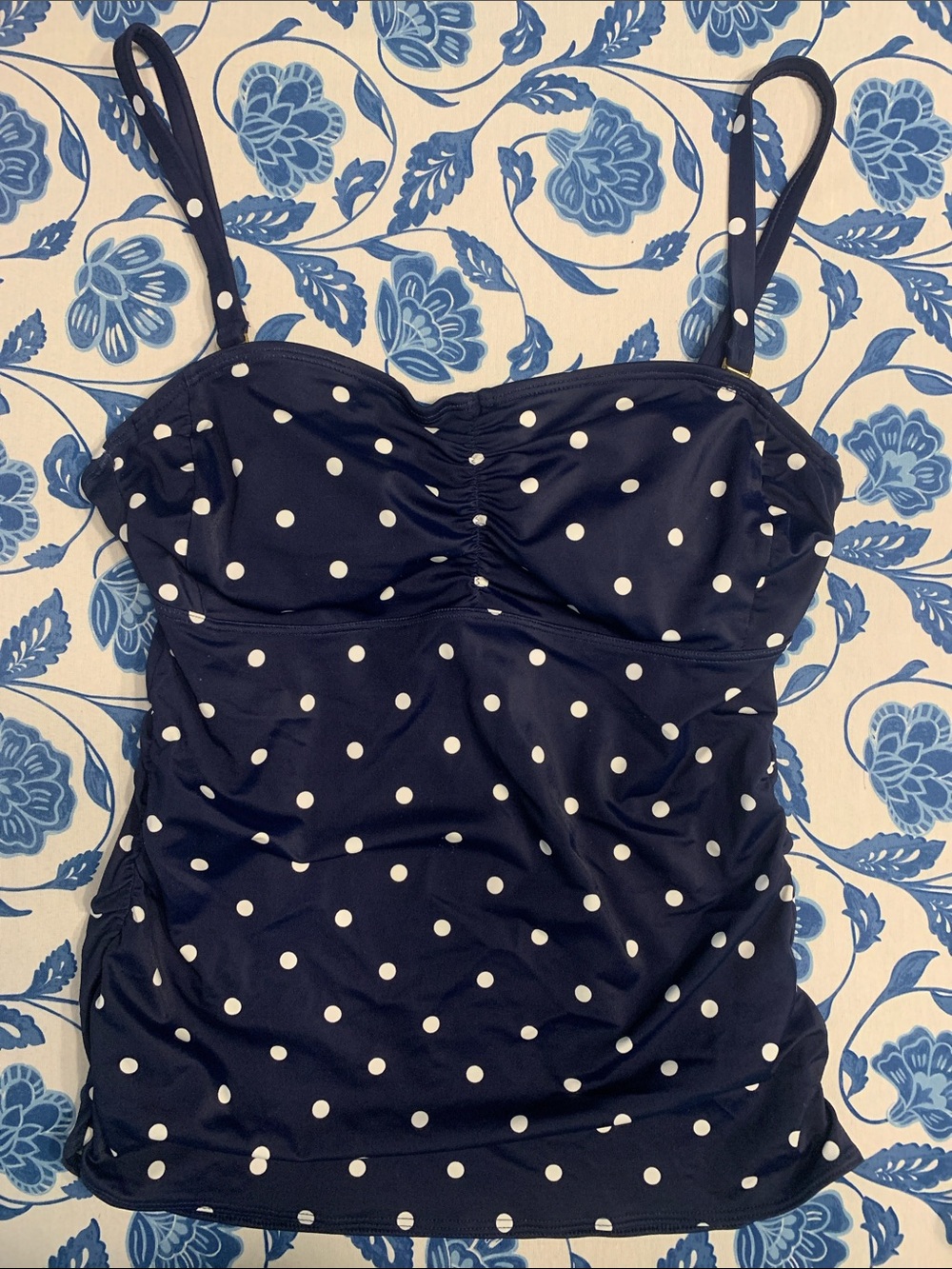 Soma Navy Blue Polka Dot Tankini Top